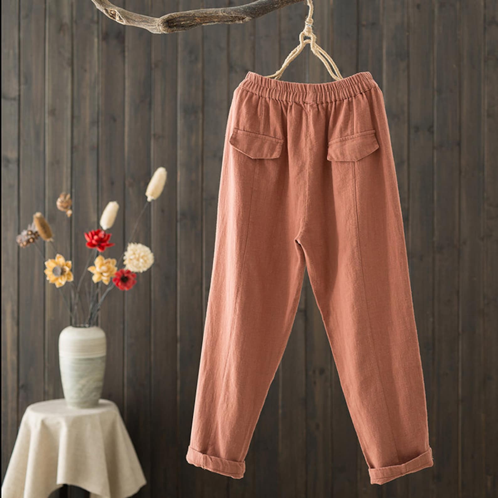Pantalones de lino mujeres casual pantalón de lino de playa Etsy