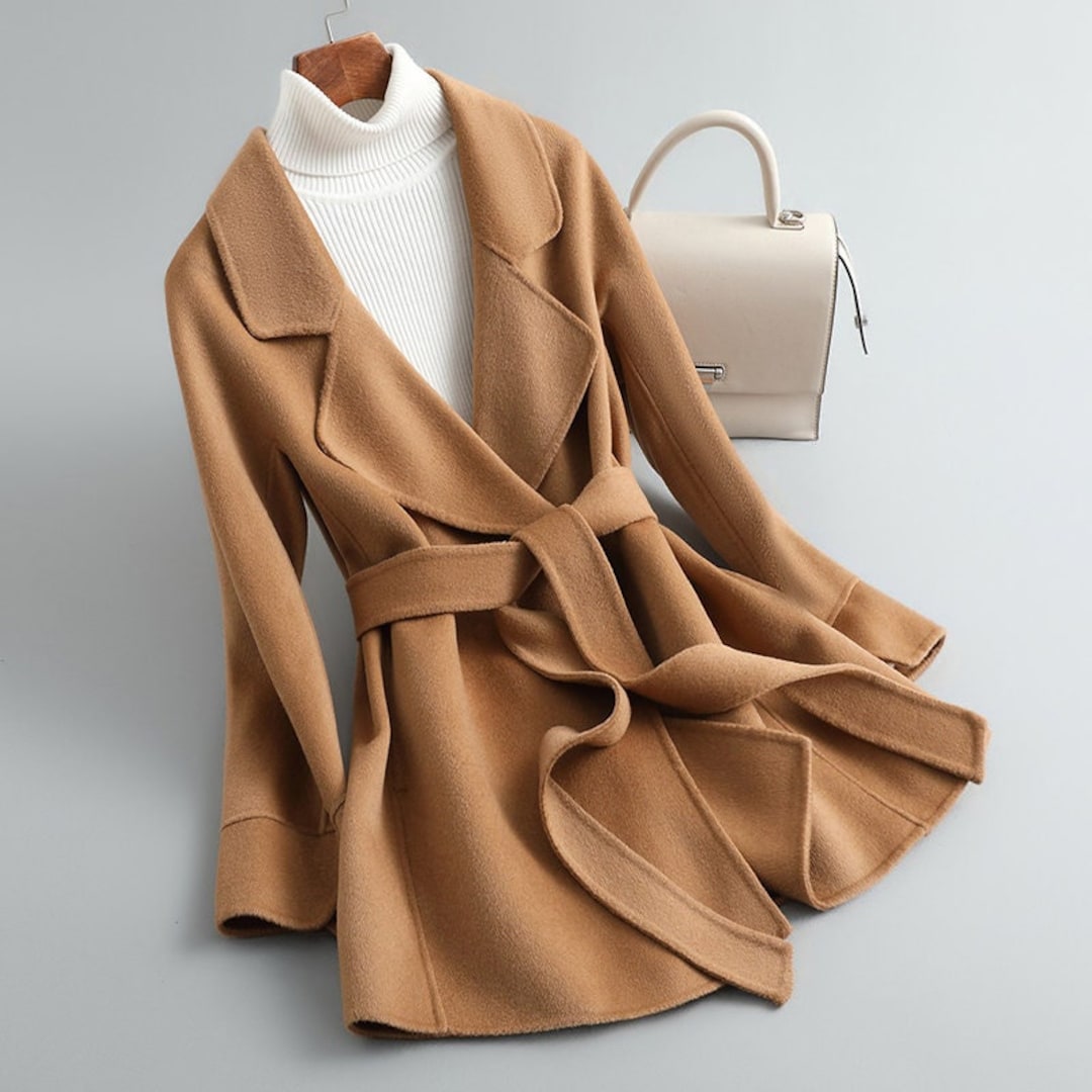 Short Wool Coat, Wool Wrap Coat, Women