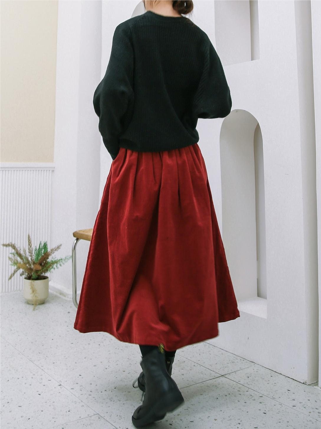 2912174 Red Corduroy Skirt main image 0