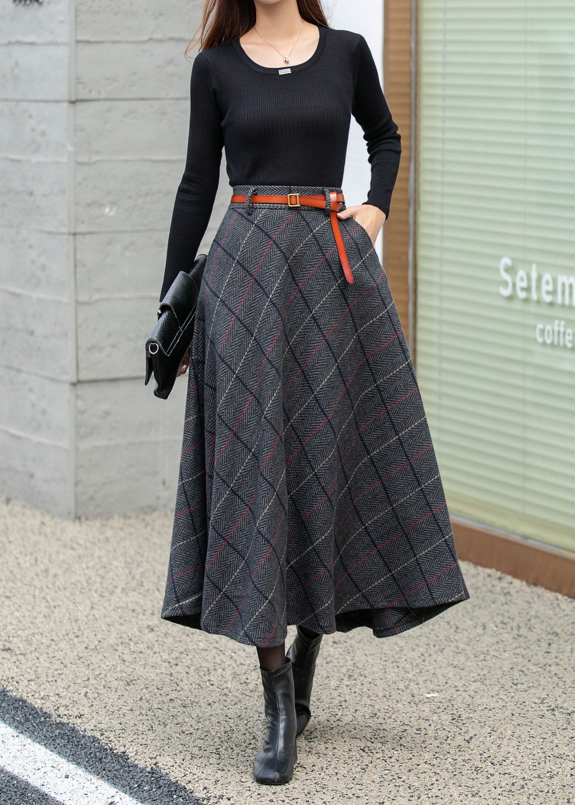 Plaid Skirt, Wool Skirt Women, Winter Skirt, Midi Skirt, A-line Skirt ...