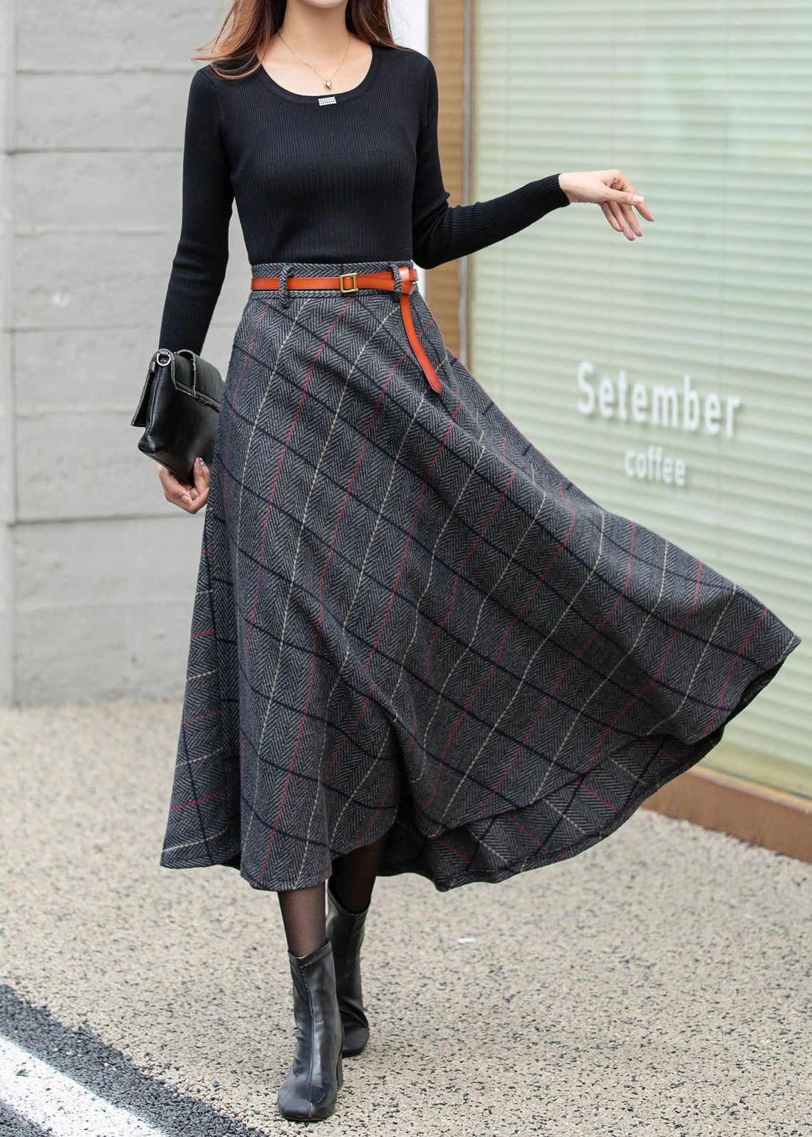 Plaid Skirt, Wool Skirt Women, Winter Skirt, Midi Skirt, A-line Skirt ...