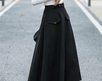 [MONOHA] / ☆ 24FW Wool wrap skirt / black Wool Wrap Front Skirt – La Garçonne