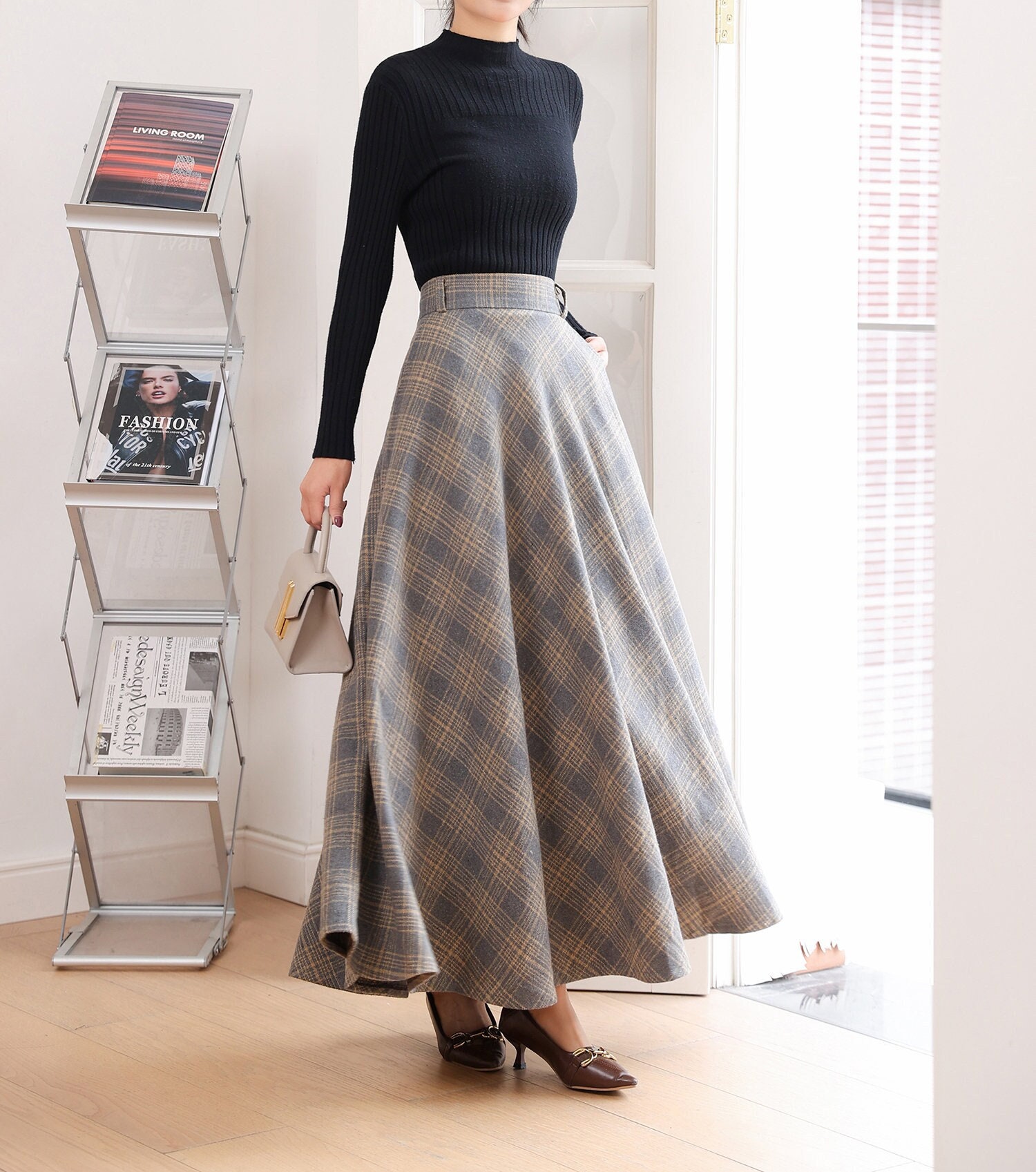 Women's Long Wool Maxi Plaid Skirt, Wool Maxi Skirt Women, Vintage Inspired  Swing Skirt, High Waisted Wool Skirt, Custom Wool Skirt L0283 -  Denmark