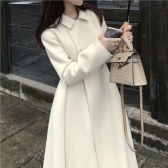 Wool Coat, Black Coat, Swing Coat, Long Coat, Long Coat Dress, Winter Coat  Women, Princess Coat, Fall Coat Women, Coat With Pockets C1019 