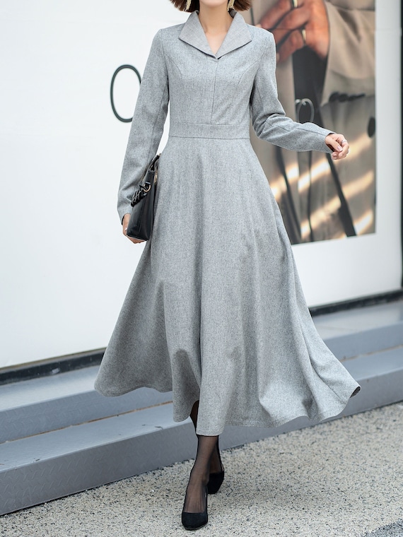 épine label pleats onepiece wool gray（épine label pleats