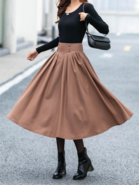 Jupe En Tricot Côtelé Pour Femme - Jupe Longue - Pour L'hiver - Chaude - Longue Jupe Droite - Avec Fente - Taille Haute élastique - Jupe Décontractée - Jupe D'automne