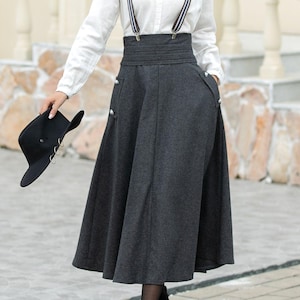 Grey Suspender Skirt - Etsy