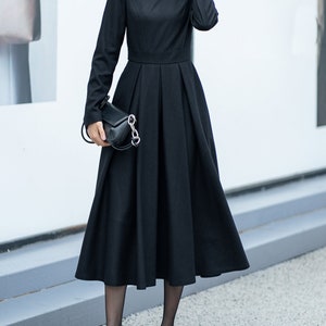 Black Fully Stretchable Imported Woolen Long length Dress With stylish Woolen Shrug