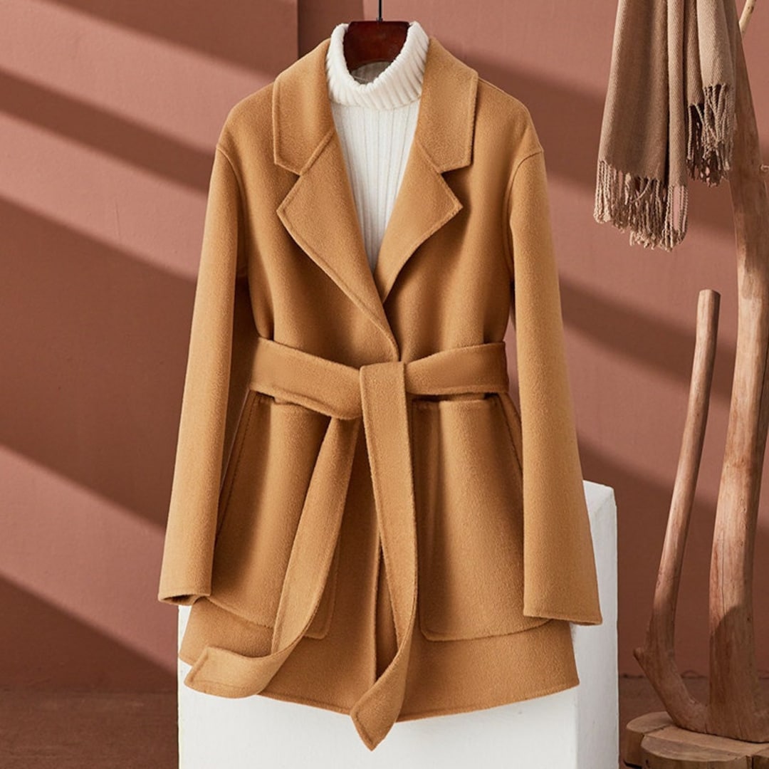 Wool Wrap Coat, Short Wool Coat, Women