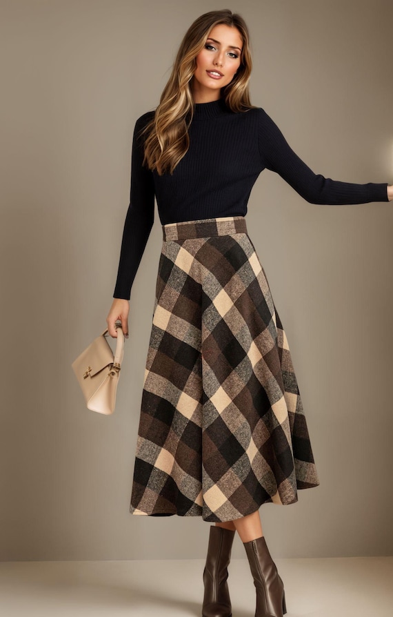 【新品】ハーリップトゥ　Plaid Jacquard Midi Skirt　M Sequin tweed midi skirt Blue For Women | Maje