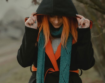 Hooded Wool Coat, Women Wool Hooded Coat, Long Wool Coat, Winter Coat Women, Wrap Wool Coat, Oversized Wool Coat, Custom Coat L0311