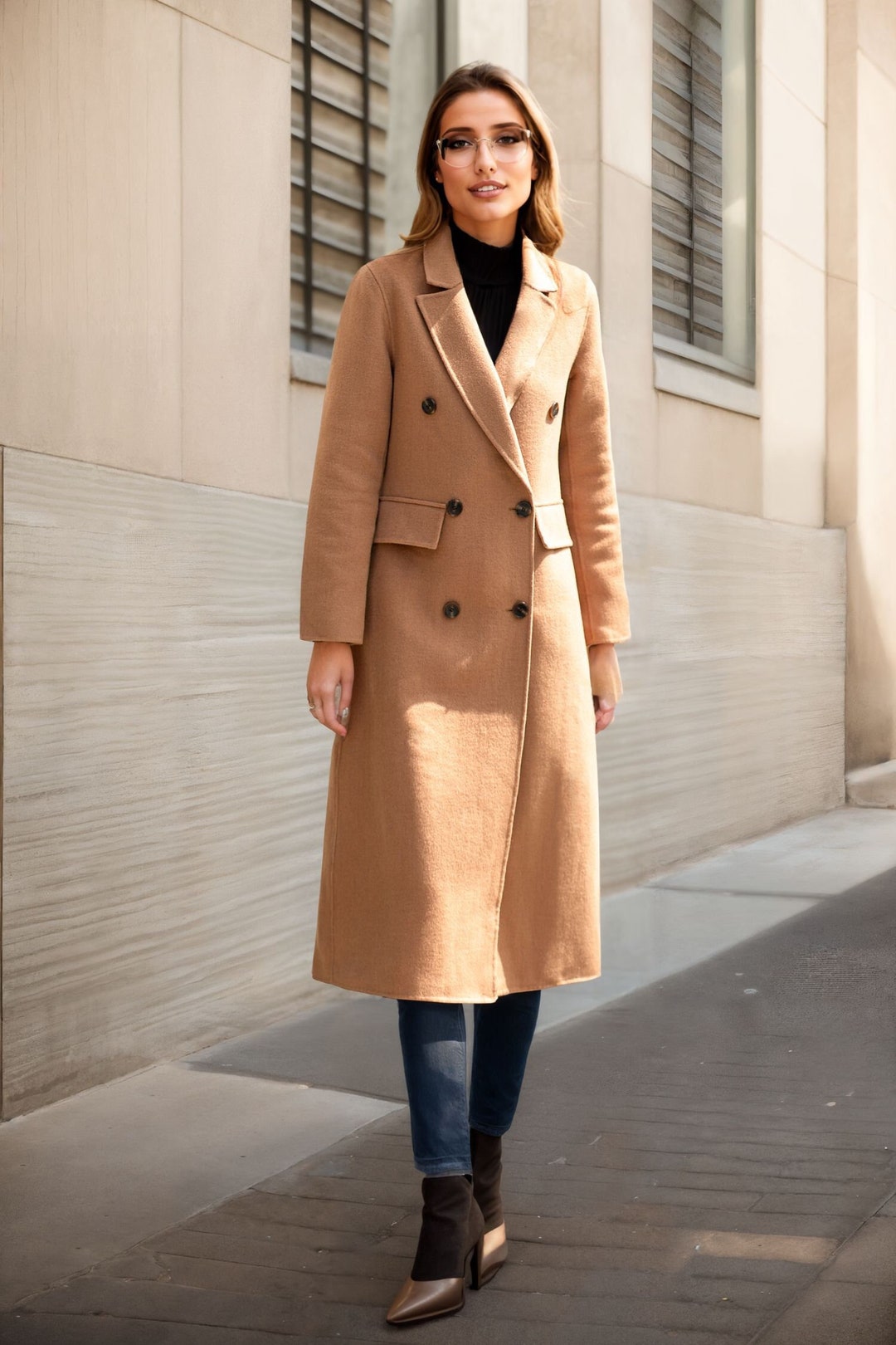 ジャケット・アウター 8on8 22aw camel tweed wool coat Zip Front Wool-Blend Coat