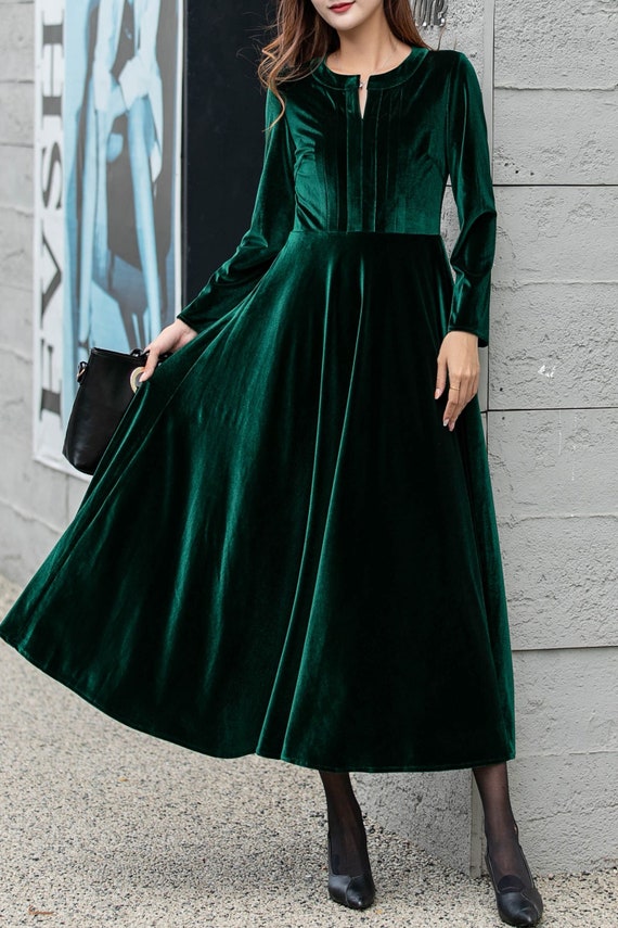 Velvet Dress, Womens Dress, Long Sleeves Velvet Dress, Swing Velvet Dress, Womens Dress, Long Sleeves Velvet Dress, Swing