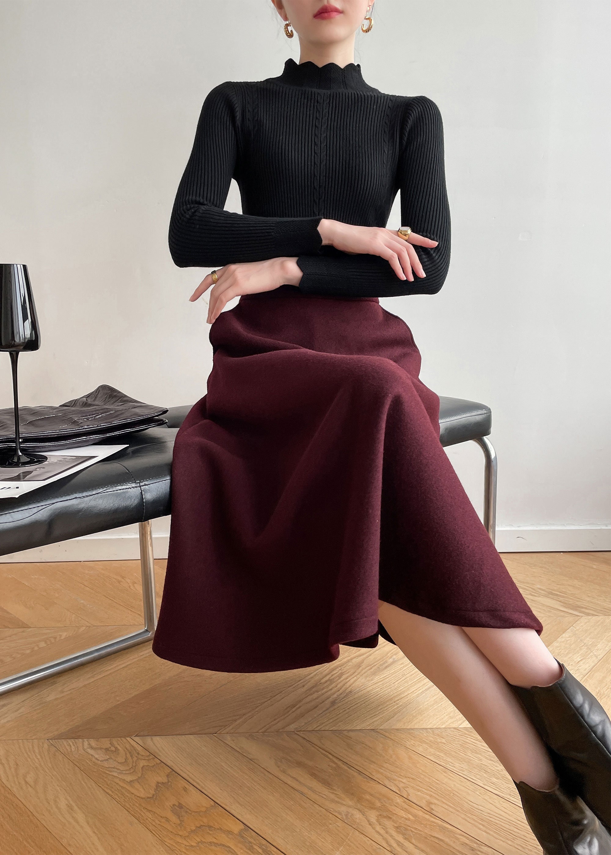 Falda Midi De Lana: Falda Cálida De Invierno, Hecha A Medida - España