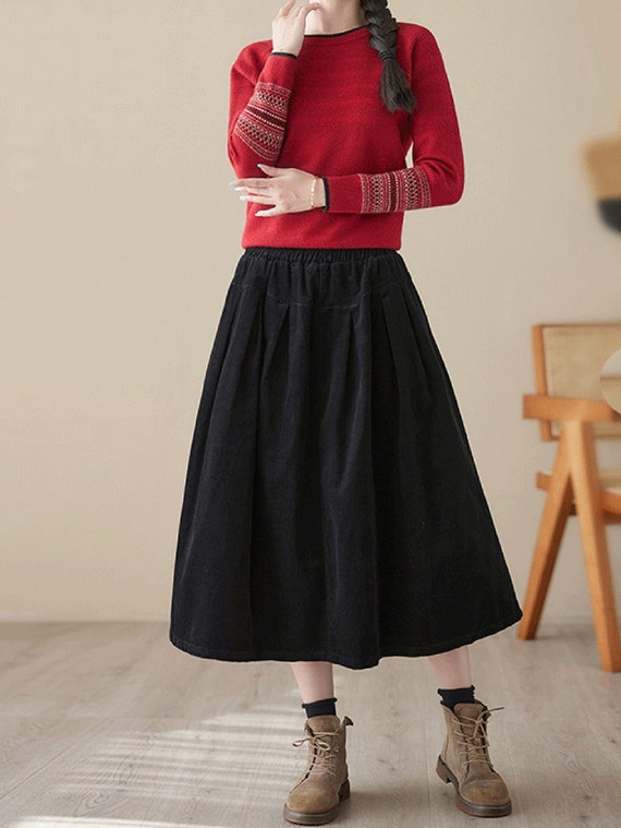Black corduroy skirt hot sale winter