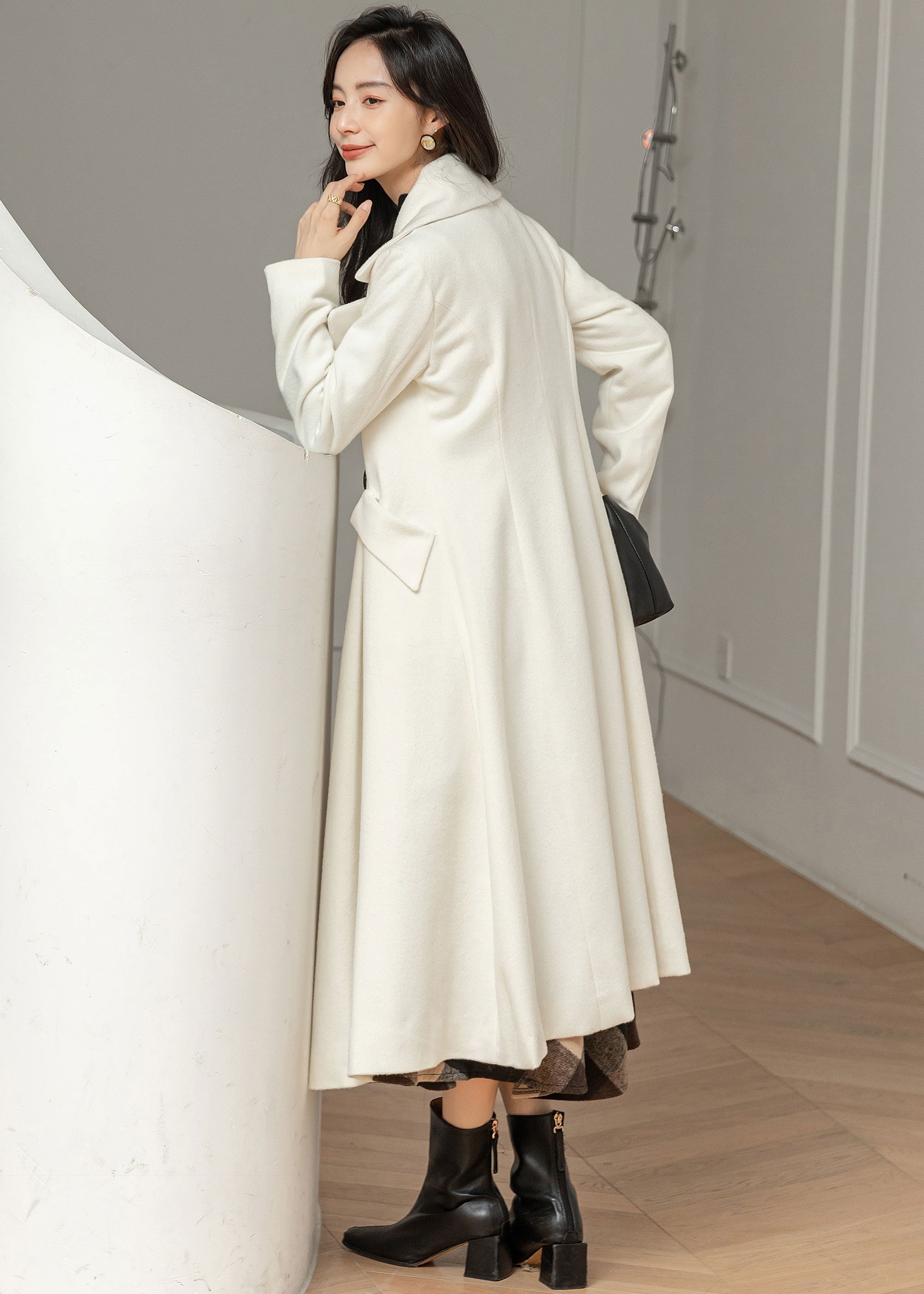 White Wool Coat, Long Wool Coat, Wool Coat Women, Winter Coat Women, Wool Princess Coat, Wedding