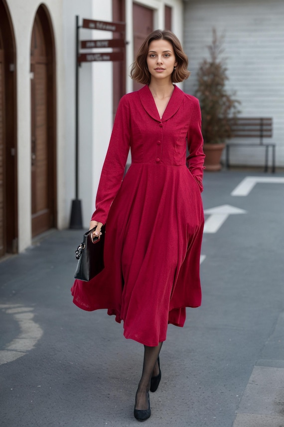 strapless open back dress The Seamed Dress in Stretch Linen