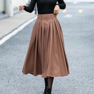 Wool Midi Skirt Women, Brown wool skirt, Winter Skirt women, A-Line Wool Skirt, Wool Skirt Women, High Waisted Skirt, Custom Skirt L0470