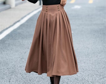 Wool Midi Skirt Women, Brown wool skirt, Winter Skirt women, A-Line Wool Skirt, Wool Skirt Women, High Waisted Skirt, Custom Skirt L0470