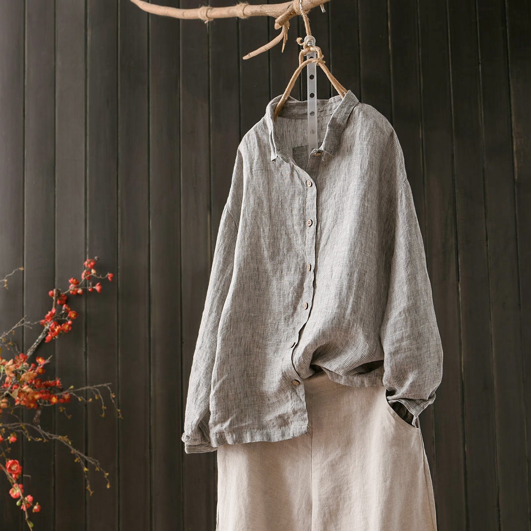 Linen Shirt, Oversized Linen Shirt, Button Down Shirt, Classic Linen