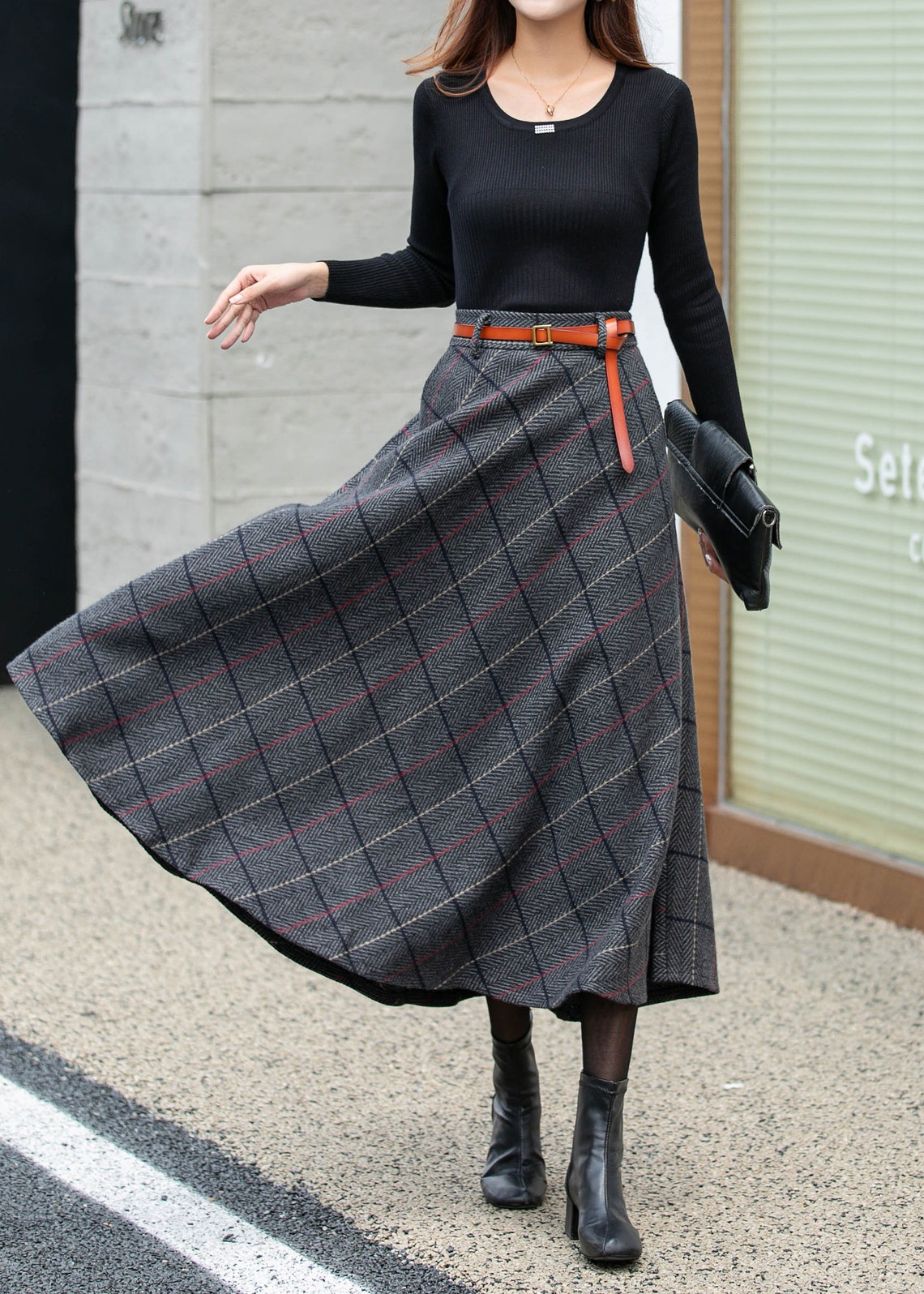 Plaid Skirt, Wool Skirt Women, Winter Skirt, Midi Skirt, A-line Skirt ...