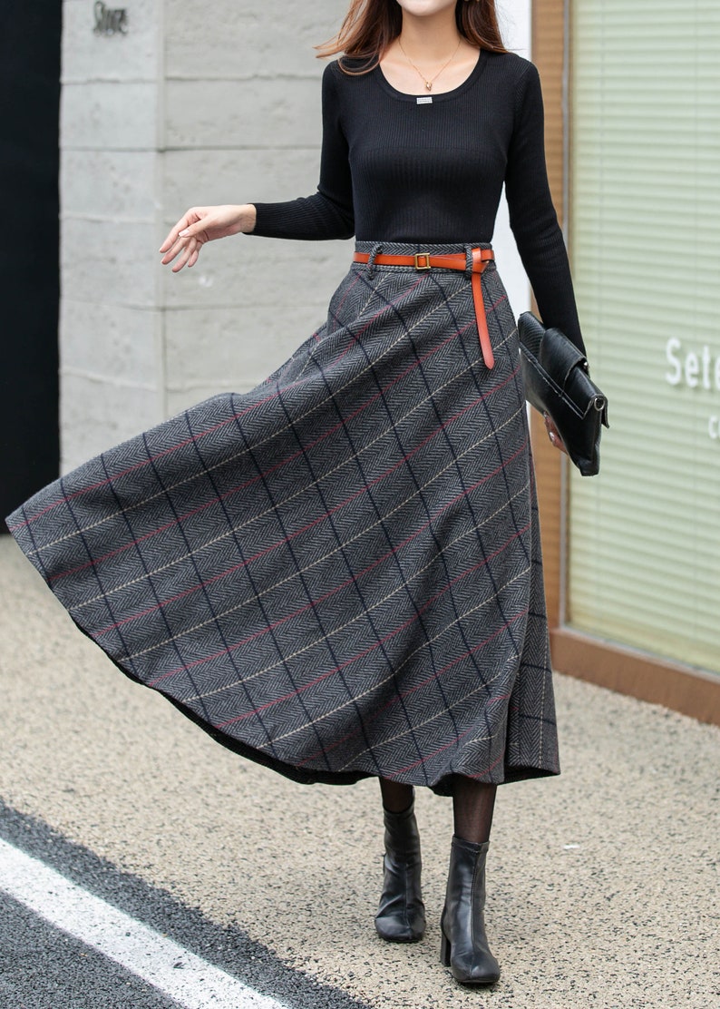 Plaid Skirt Wool Skirt Women Winter Skirt Midi Skirt - Etsy
