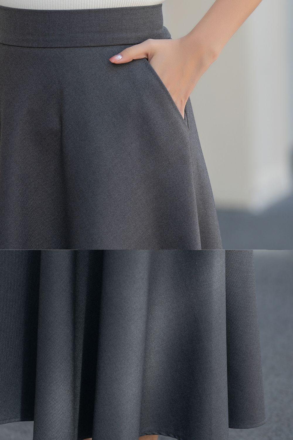 Plus Size A-line Charcoal Gray Long Maxi Skirt, Womens Skirt