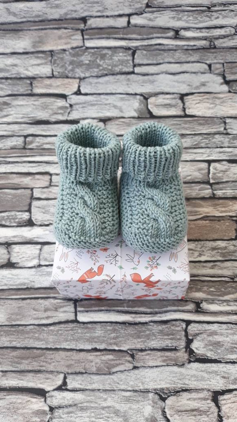 Babysocken / Babyschuhe handgestrickt aus Wolle Gr. S M L Sofort lieferbar Bild 5