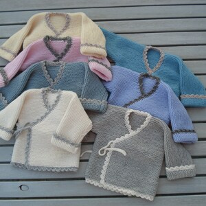 Baby Wickel-Strickjacke in Gr. 56 62 handgestrickt aus feiner Merino Wolle Bild 1