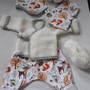 Baby Wickel-Strickjacke in Gr. 56 62 handgestrickt aus feiner Merino Wolle Bild 7