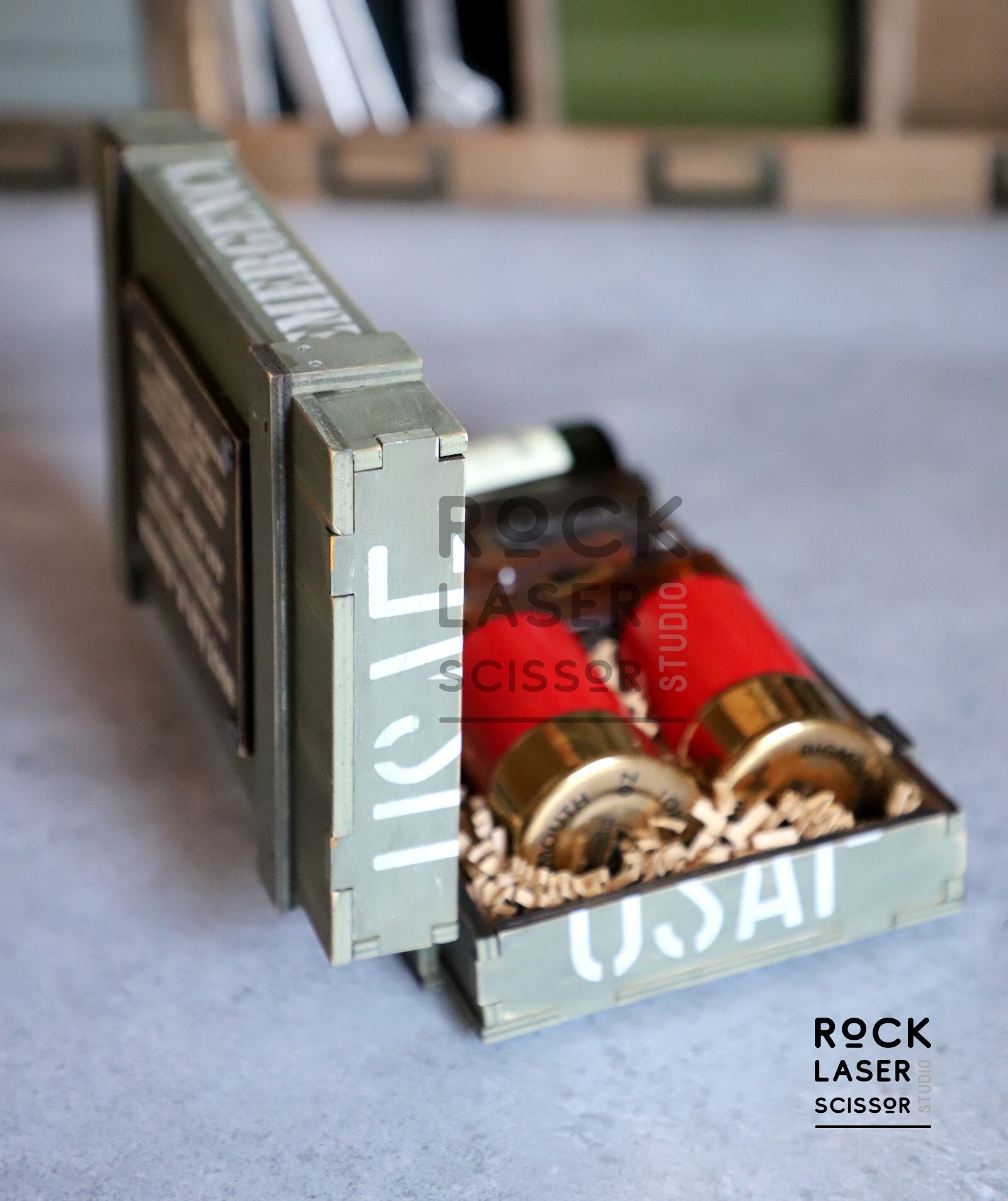 Digital Download Military Ammo Crate Gift Box W/ Hinges 9.5 X 5.25in