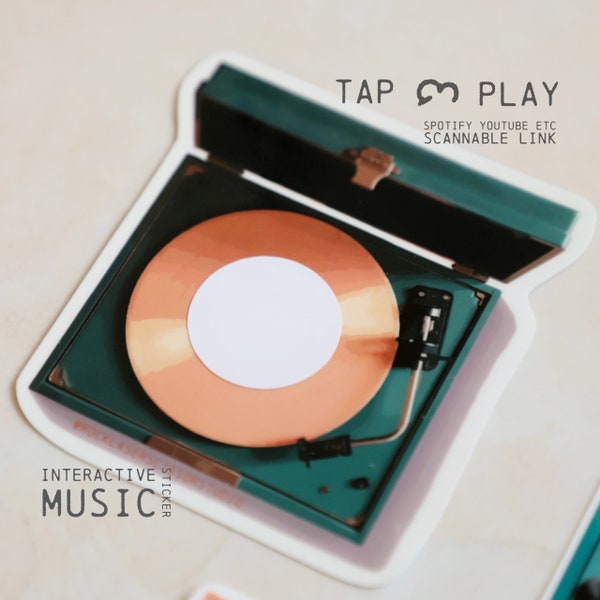 INTERACTIVE Scannable Music Sticker w/ NFC Chip Program Your Own Spotify, Youtube, SoundCloud, etc Playlist Link Tap and Play