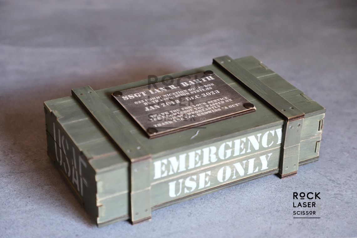 Digital Download Military Ammo Crate Gift Box W/ Hinges 9.5 X 5.25in