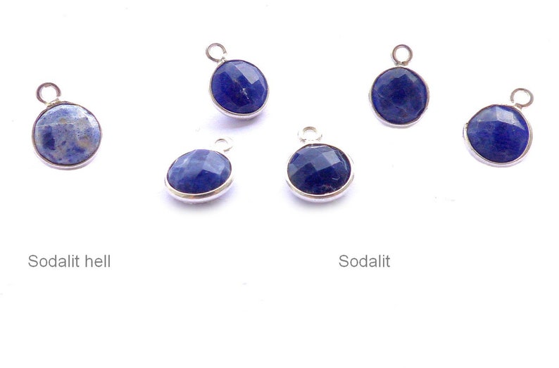 925 Silber Edelstein Charms 9mm,Mondstein Anh.925/Si.9mm,Amazonit Charm,kleine Edelstein Charms Sodalite