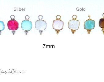 925/Si.18K gold plated 7 mm, rose quartz, amazonite, charms, pendants 925 Si Thulite, apatite, moonstone charm set, DIY gemstone jewelry