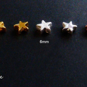 925/Si.Star bead 6.5 mm, 925 Si.vg star bead, diy silver jewelry, star bead silver, star bead gold, small star beads 925 rose gold