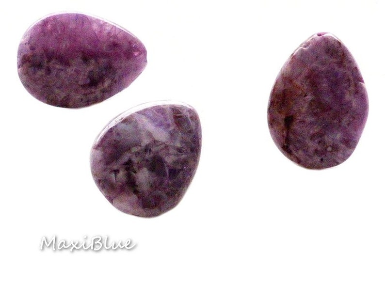 3 Stück Crazy Achat Perlen 2cm,violett-braun Cracy Achat Perlen,Amethyst Perlen tränenförmig,diy Schmuck Bild 2