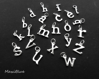925 silver letter charms 12 mm, initials pendant silver, diy silver jewelry, personalized silver pendant