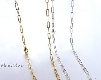 925/Si. paperclip chains 3 x 8 mm gold or silver in various lengths 42 cm, 45 cm, genuine silver stable chains