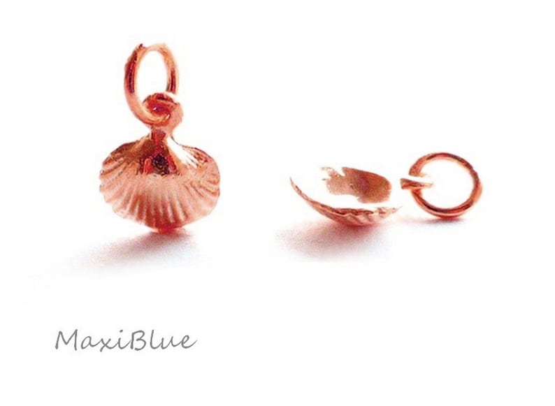 925 Silver shell charm,shell charm 925 Silver gold plated,mini pendant shell rosegold, rose gold