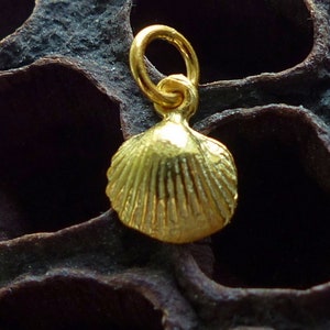 925 Silver shell charm,shell charm 925 Silver gold plated,mini pendant shell rosegold, image 6