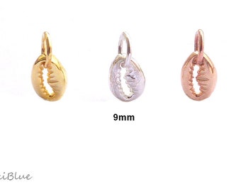 925/Si.Kaurimuschel Anh. 9mm,Muschel Charm rosegold,Beach Schmuck, echt Silber,Kauri Charm 925 vergoldet,diy Silberschmuck