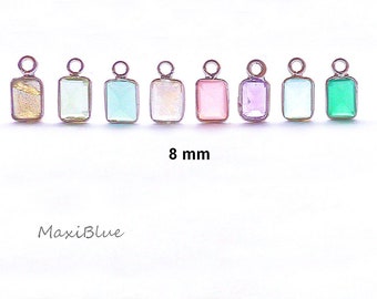 925 silver gemstone charms 8 mm, prasiolite, moonstone, apatite, labradorite amethyst rectangular pendant 925/Si.9 mm, green onix charm, gemstone charm