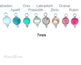 925/Si. Edelstein Anhänger ca 7mm,Edelsteinanhänger 925 Silber ,Zitrin,Granat,Apatit etc Charms 925,diy Edelstein Anhänger,Geburtsstein