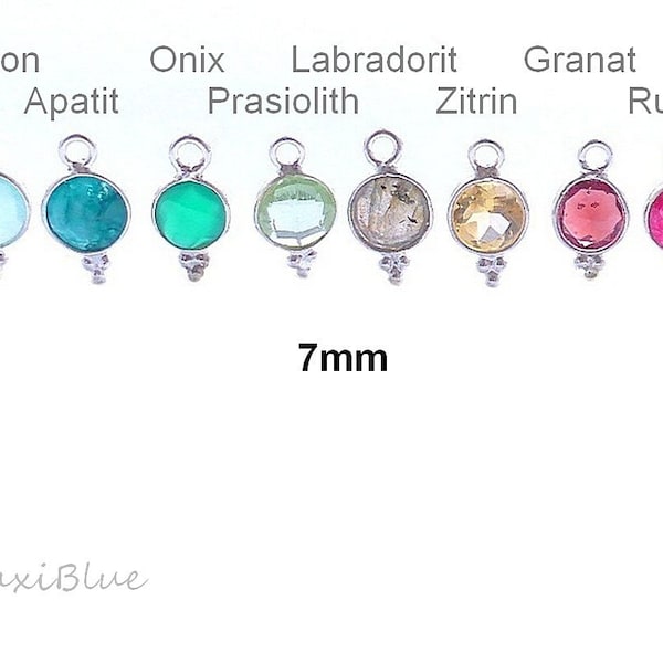 925/Si. Edelstein Anhänger ca 7mm,Edelsteinanhänger 925 Silber ,Zitrin,Granat,Apatit etc Charms 925,diy Edelstein Anhänger,Geburtsstein