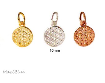 925/Si.vg.Lebensblume Anh.10mm,Lebensblume Anhänger silber,Lebensblume Charm rosegold,diy Silberschmuck,heilige Geometrie