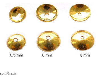 2 Stück 925/-Si.verg.Perlenkappen 6.5mm0der 8mm,diy Silberschmuck,Perlenkappen gold,925 vg.Halblinsen