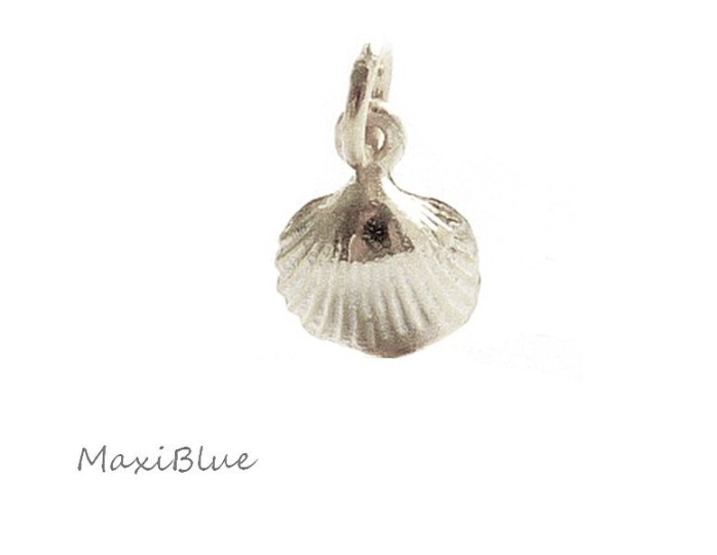 925 Silver shell charm,shell charm 925 Silver gold plated,mini pendant shell rosegold, image 2