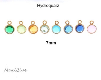 925 argent 2,5 microns 22 carats plaqué or ensemble breloques pierres précieuses 7 mm, bijoux en argent diy, petits pendentifs pierres précieuses 925 ensemble argent