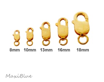 925/-verg. Karabiner von 8-18mm,Lobster Karabiner gold verschiedene Größen,Schmuck Karabiner 925 vergoldet,diy Silberschmuck